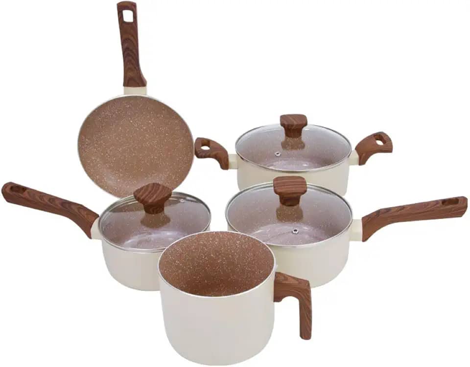 Mimo Style Jogo de 5 Panelas Alumínio Indução Pratic Cook Crema