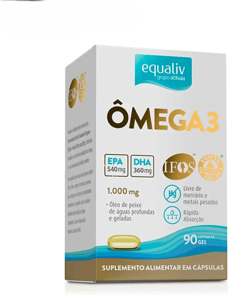 Ômega 3 Equaliv 1000mg com Alta Concentração de EPA e DHA – 90 Cápsulas Gel