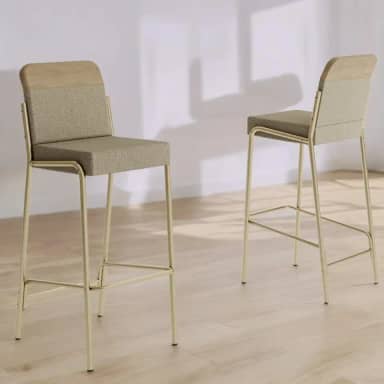 Kit 2 Banquetas Altas Duo Carraro (Bamboo e Dourado)