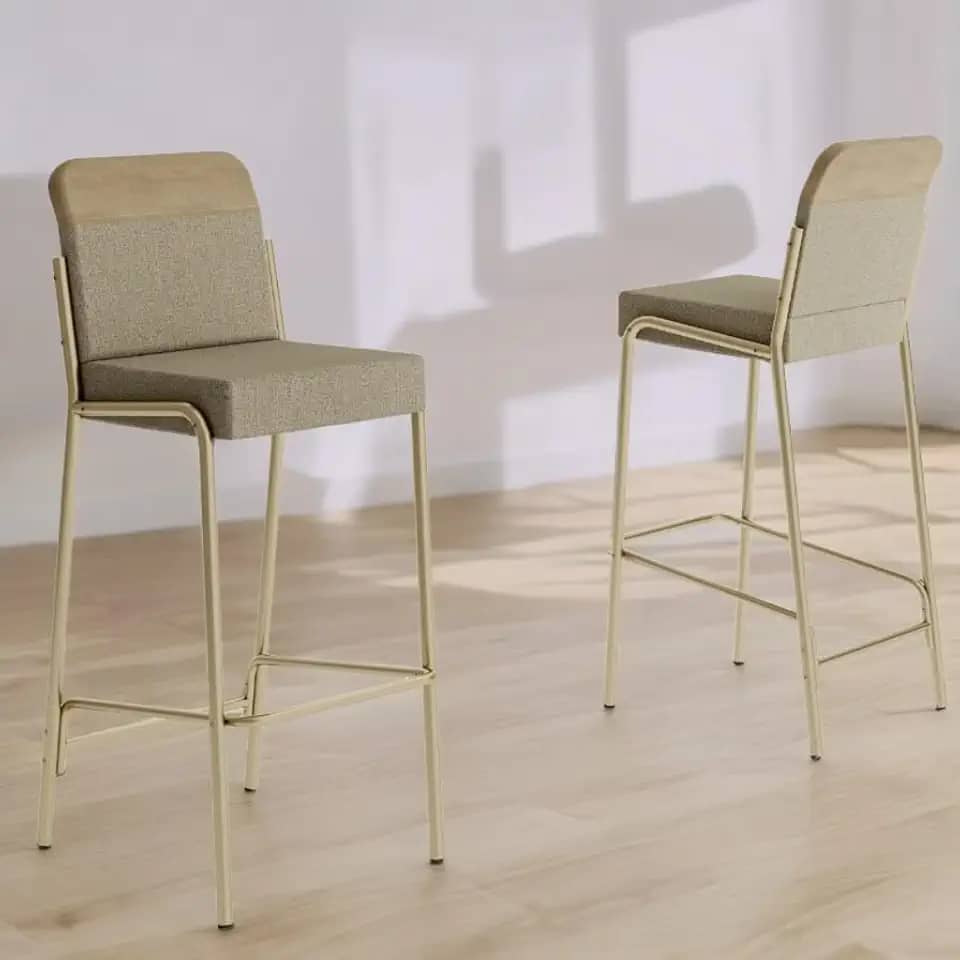 Kit 2 Banquetas Altas Duo Carraro (Bamboo e Dourado)