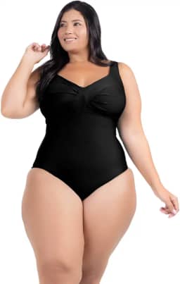 Maiô Plus Size Com Bojo Alta Sustentação Disfarça Barriga Moda Praia Tecido Resistente Forrado Média Compressão