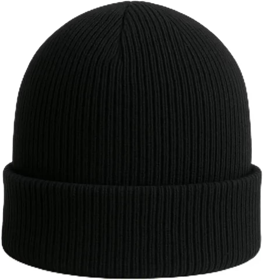 Touca de Frio Unissex, Gorro Básico em Algodão, Preto, Tamanho Único Confortável