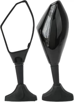 Par Retrovisor Esportivo com Pisca LED Integrado Preto para Motos Carenadas Universal – Base Ajustável