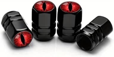 4 tampas de válvula de pneu universais, design visual olho de gato, adequado para carros, motocicletas, caminhões e bicicletas (preto)