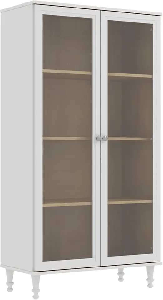 Cristaleira Estante Para Livros Ditália 2 Portas Vidro E-957 Cor:branco