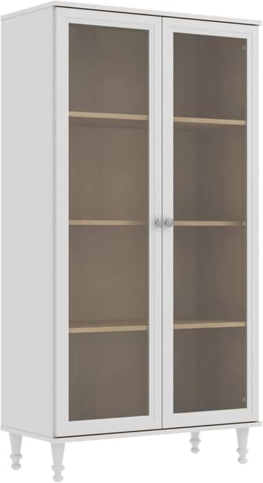 Cristaleira Estante Para Livros Ditália 2 Portas Vidro E-957 Cor:branco