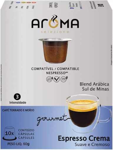 Aroma Selezione Cápsulas De Café Aroma Espresso Crema Compatível Com Nespresso Contém 10 Cápsulas
