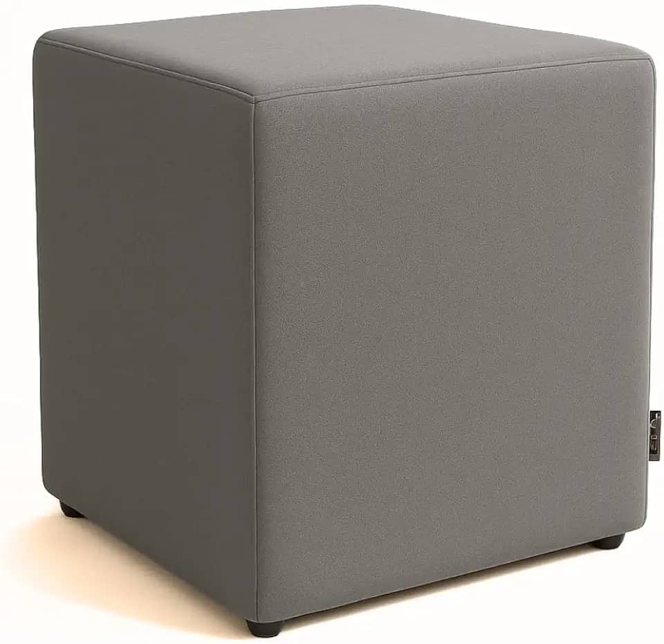 Puff Banqueta Quadrado Cubo Assento Decoração Conforto Eventos Comodidade Sala Quarto (Cinza Corino)