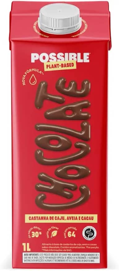 Bebida à Base de Castanha-De-Caju e Cacau Orgânica Chocolate Possible Caixa 1L