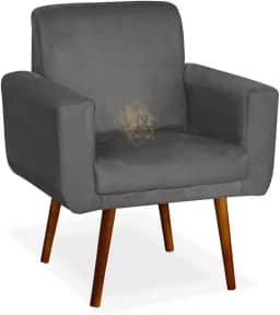 Vit Decor Poltrona Bege Anitta Design Cubo Minimalista com Pés de Madeira Estilo Retrô - Cadeira de Leitura, Decoração para Sala Compacta e Home Office - 88cm Altura x 73cm Largura (Cinza Escuro)