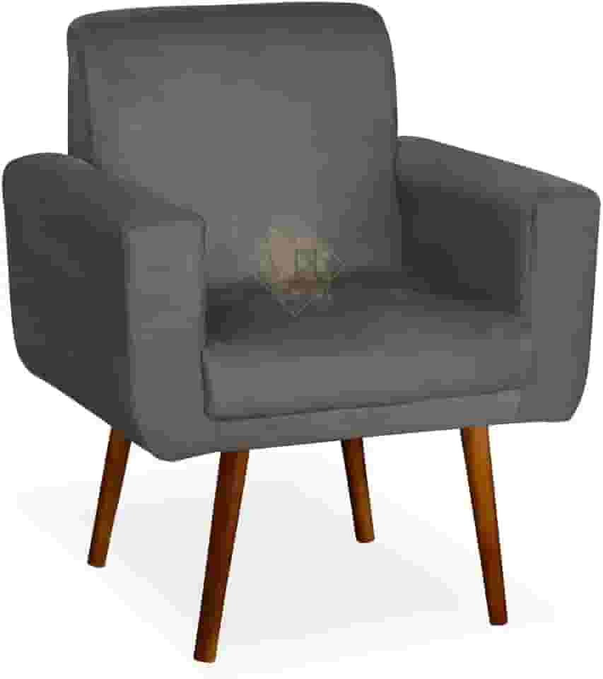 Vit Decor Poltrona Bege Anitta Design Cubo Minimalista com Pés de Madeira Estilo Retrô - Cadeira de Leitura, Decoração para Sala Compacta e Home Office - 88cm Altura x 73cm Largura (Cinza Escuro)