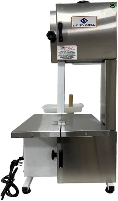 Serra Fita Com Moedor Boca Número 5 Lâmina 1,46mts Semi Inox Delta Grill Bivolt