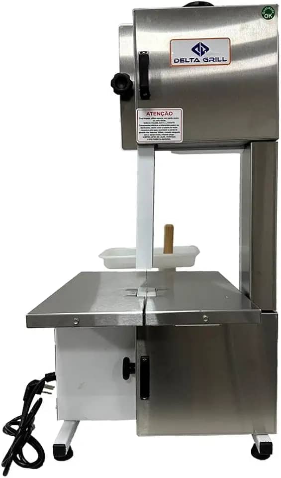 Serra Fita Com Moedor Boca Número 5 Lâmina 1,46mts Semi Inox Delta Grill Bivolt