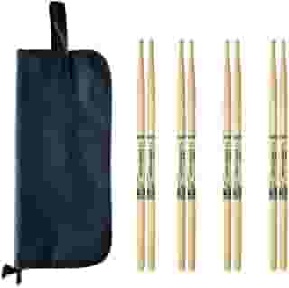 Kit com 4 Baquetas 7A e Bag Simples Preto
