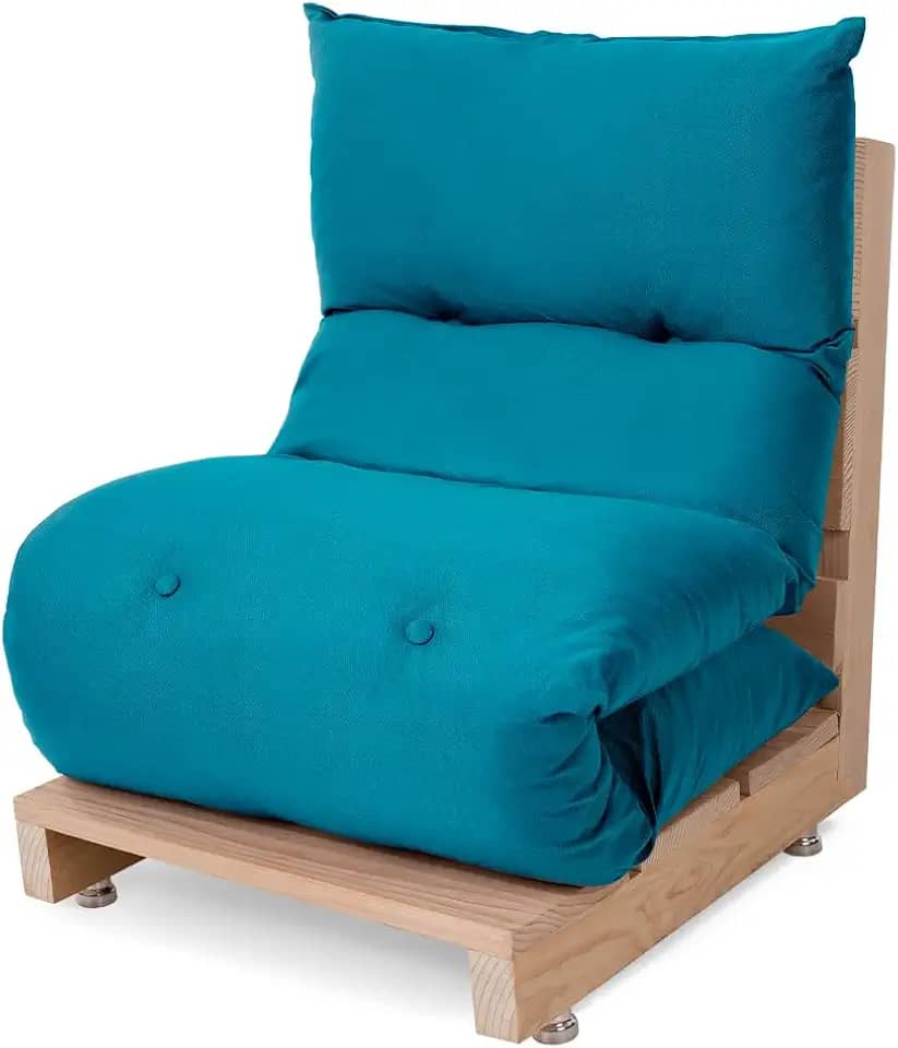 Futon de Espuma Almofada Dobrável Solteiro Azul Turquesa 170x60cm - BF Colchões