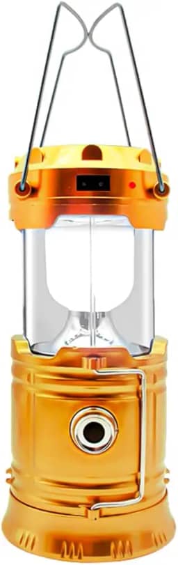 Lampião LED Lanterna Recarregável Com Luz Solar Camping Luminária 2 em 1 Iluminação Acampamento Pesca Trilhas Multiuso Carregador USB Portátil Emergências