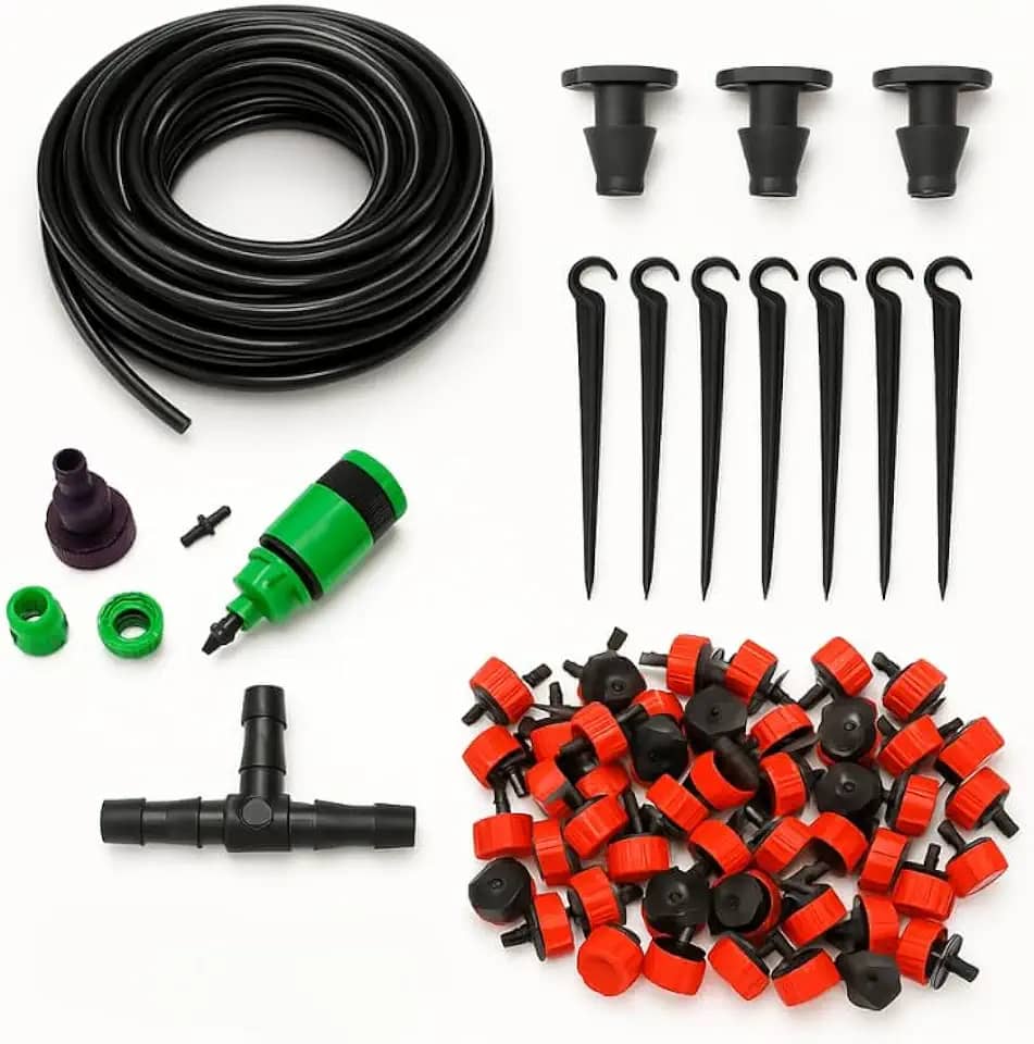 Kit Irrigação por Gotejamento Completo para 20 Vasos | Agrogenial Premium | 25m Mangueira + 20 Gotejadores Reguláveis | Para Horta, Jardim e Vasos | Instalação Fácil e Econômica