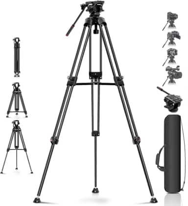 Tripe Profissional Semi-Hidráulica 180cm - Tripe para Câmara com Tripé