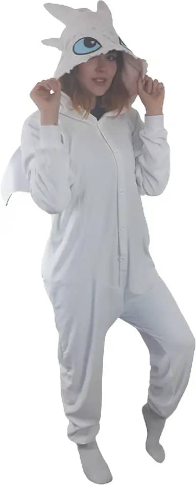 DRAGÃO BRANCO FANTASIA PIJAMA KIGURUMI MACACÃO ROUPA FESTA ANIME COSPLAY DESENHO