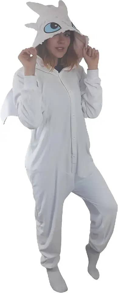 DRAGÃO BRANCO FANTASIA PIJAMA KIGURUMI MACACÃO ROUPA FESTA ANIME COSPLAY DESENHO
