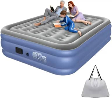 Colchão Inflável Queen 203x152cm com Bomba Elétrica Integrada, Superfície Aveludada e Estrutura Reforçada para Conforto em Viagens, Hospedagens e Uso Diário Colpaq®