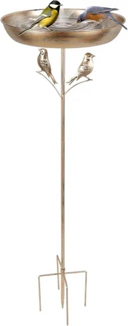 Banheiras para pássaros ao ar livre, tigela de banheiras de pássaros independentes, espiga de banho de pássaros de alimentação de ferro, tigela alimentadora de banho de pássaros de jardim com base de