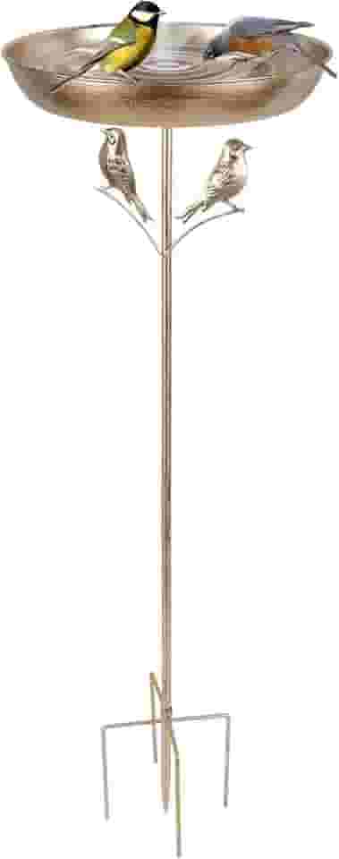 Banheiras para pássaros ao ar livre, tigela de banheiras de pássaros independentes, espiga de banho de pássaros de alimentação de ferro, tigela alimentadora de banho de pássaros de jardim com base de