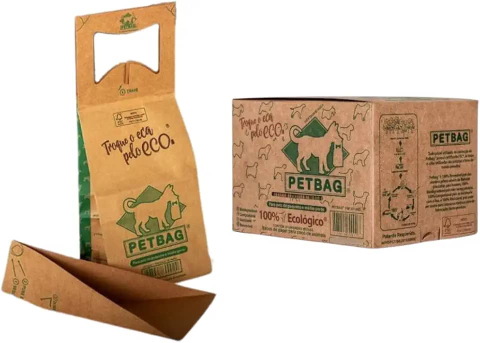 Coletor de fezes para cachorro Ecológico C/Pá Acoplada Kit com 30un