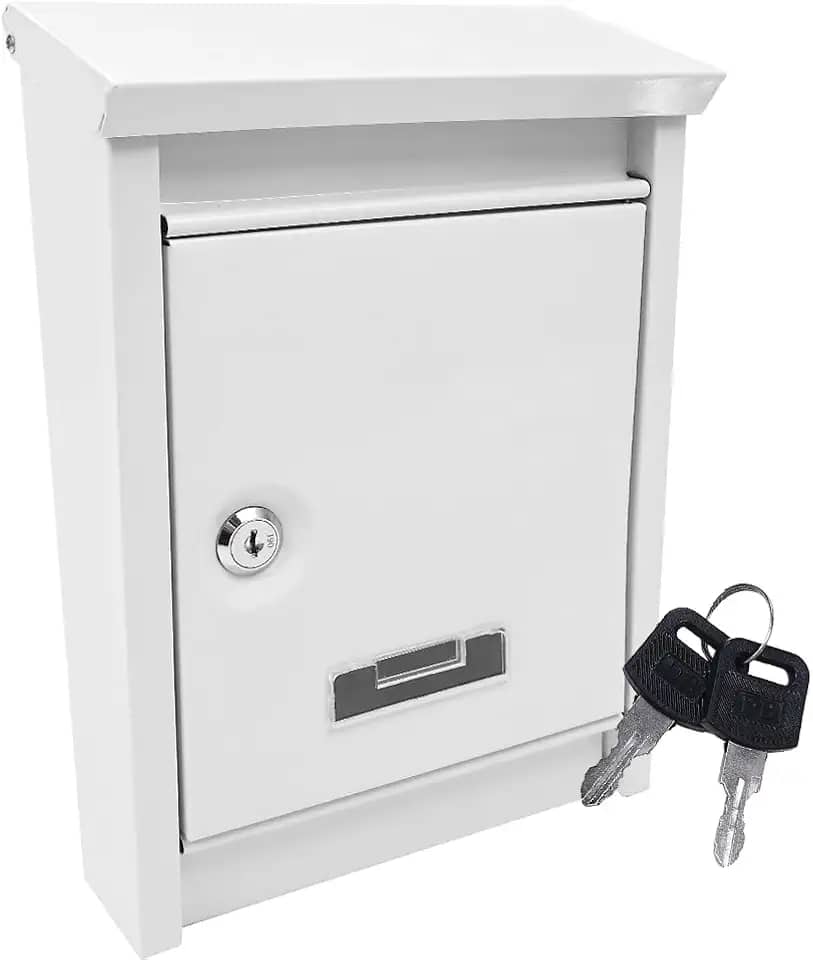 Kerdele Caixa de Correio, Mailboxes com Fechadura, Caixa Para Correspondência, 30 x 20.5 x 6.5 cm(Branco)