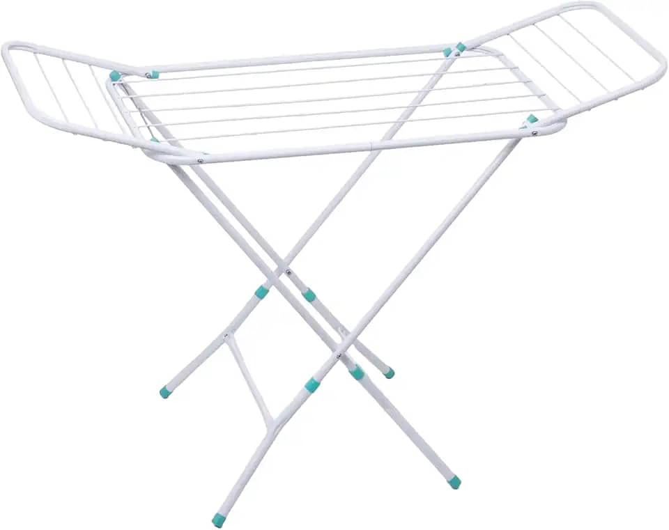 Varal de Chão Reforçado com Abas Dobrável Retrátil Slim Cor Branco