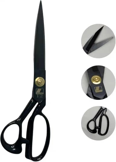 Tesoura Alfaiate Costura Reforçada Titanium Profissional 12' Artesanato Teflon Cortar Tecido Aço Alemão Crina de Cavalo Tapeceiro