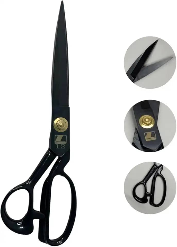 Tesoura Alfaiate Costura Reforçada Titanium Profissional 12' Artesanato Teflon Cortar Tecido Aço Alemão Crina de Cavalo Tapeceiro