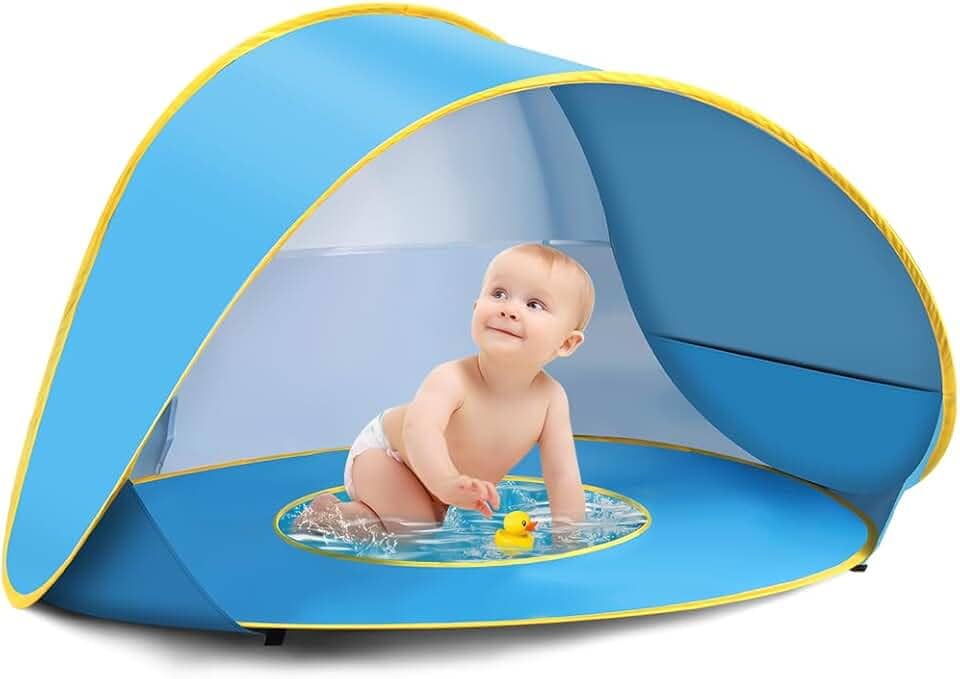 Barraca de Praia, Barraca Praia, Barraca de Paia com Piscina, Tenda para Piscina de Bolinhas, Tenda de Praia, Barraca, Cabana, Tenda, Proteção UV à Prova Vento, 130 * 85 * 70 cm