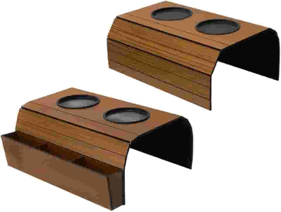 Kit Esteiras Bandeja Mdf Jogo Suporte Porta Controle Remoto Braço De Sofá cor Caramelo - BoxFan