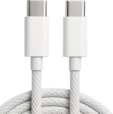 Cabo USB-C Tipo C 60W Trançado 1M Premium De Nylon Compatível com iPhone 15, 15 Pro/Max, iPhone 16, 16 Pro/Max, iPhone 17, 17Pro/Max, Samsung Galaxy, IOS/Android