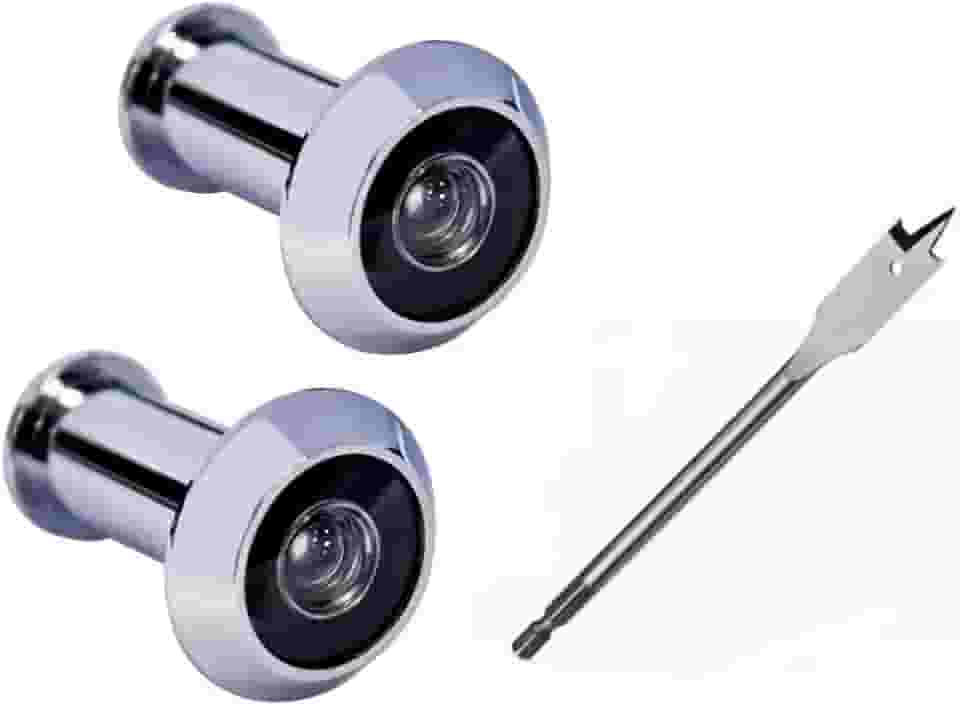 Kit 2 Visor Olho Magico E Broca Chata 9/16 Para Porta de Madeira