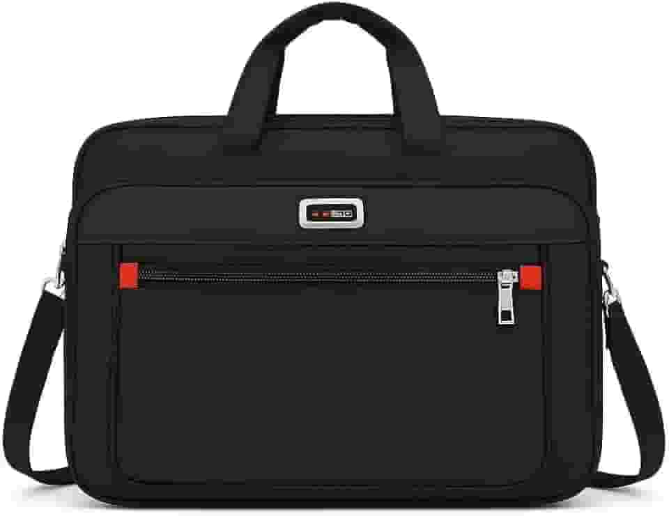 Pasta Bolsa Executiva Masculina, Nylon Preto, Múltiplos Compartimentos, Notebook até 15 polegadas, Alças Ajustáveis