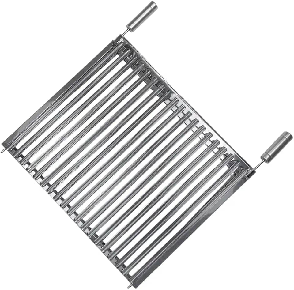 Grelha Argentina Parrilla Inox para Churrasco, 30x50cm, com Coletor de Gordura, Estrutura Reforçada
