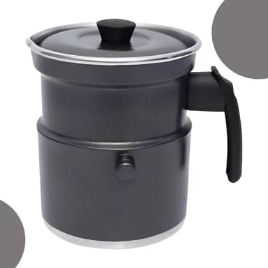 Leiteira Térmica Fervedor Com Apito 1,5 Litros Em Alumínio Com Tampa Esmaltada Ferve Leite Chás Aguá Café (Cinza)