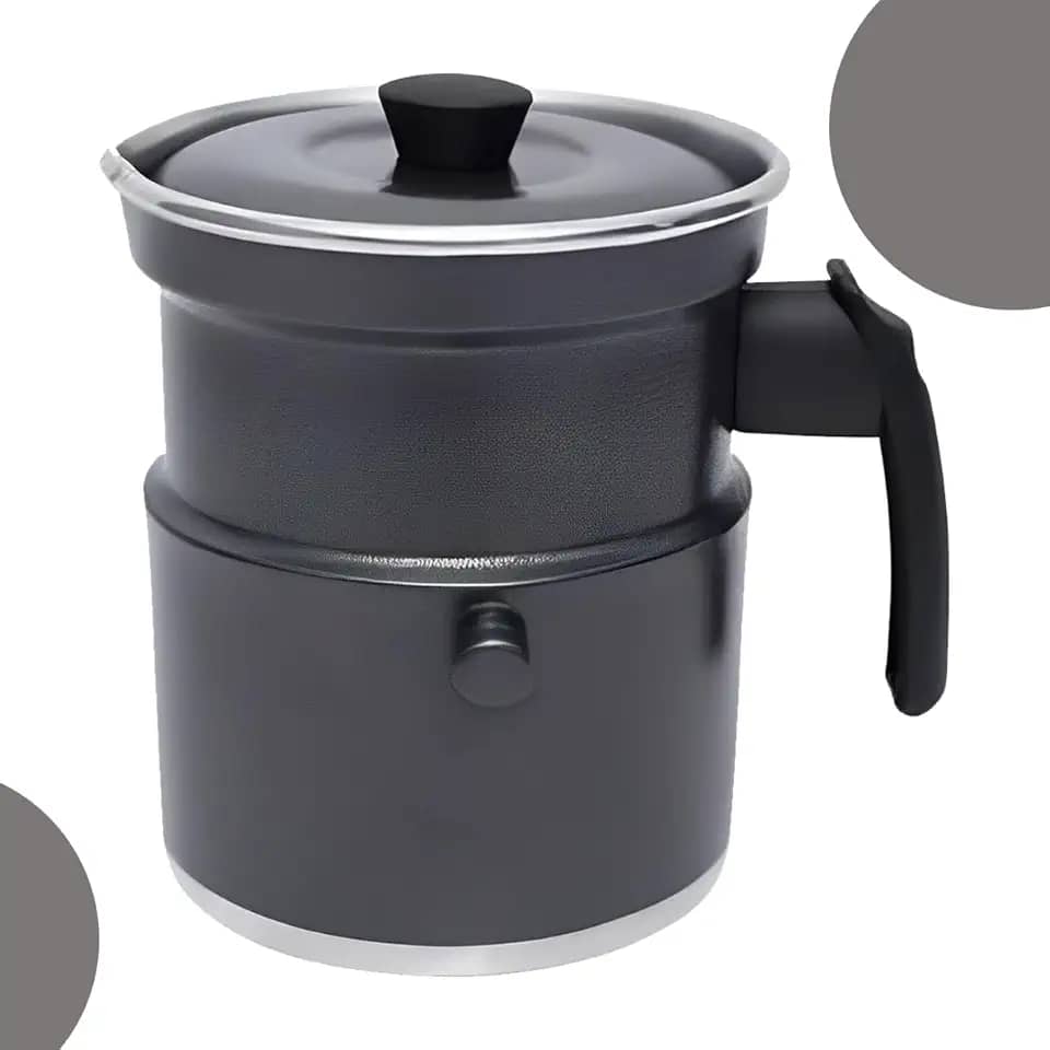 Leiteira Térmica Fervedor Com Apito 1,5 Litros Em Alumínio Com Tampa Esmaltada Ferve Leite Chás Aguá Café (Cinza)