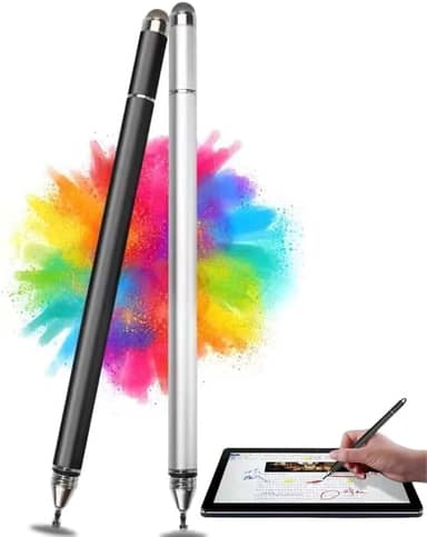 Caneta Stylus Capacitiva 2 em 1 Universal Para Telas Touch Tablets, smartphones e notebooks compatível com Apple, Samsung, Xiaomi, Motorola Sem Bateria, Sem Bluetooth Alta Precisão