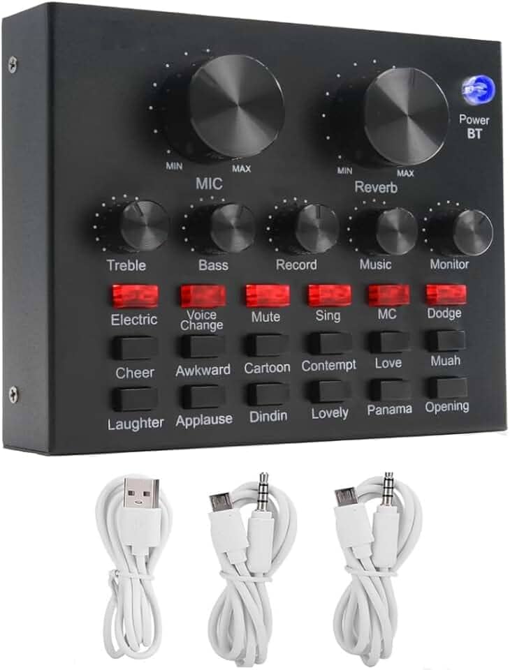 Placa de Som V8 Bluetooth Mesa Móvel Usb P10 P2 18 Efeitos de som Profissional Auxiliar Podcast Live Streaming Twitch Youtube Cantar Gravar Música