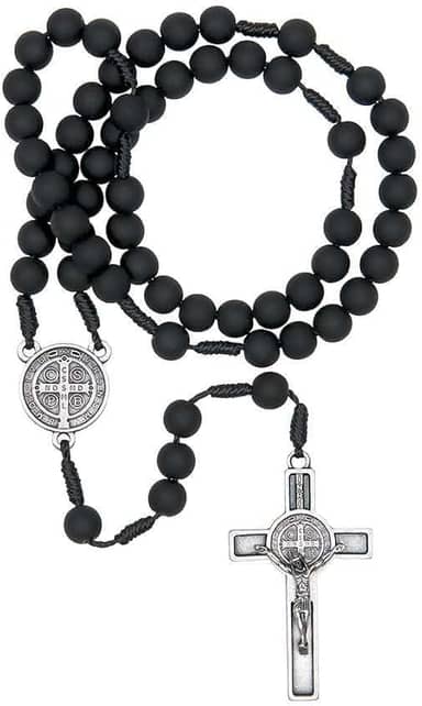 Terço São Bento Preto Fosco 8mm Com Fé Brasil