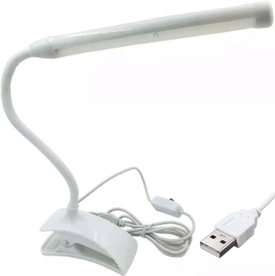 Luminária LED Flexível com Clipe e Cabo USB, 1 Níveis de Iluminação – Ideal para Leitura, Mesa de Estudo, Escritório e Quarto - Lene