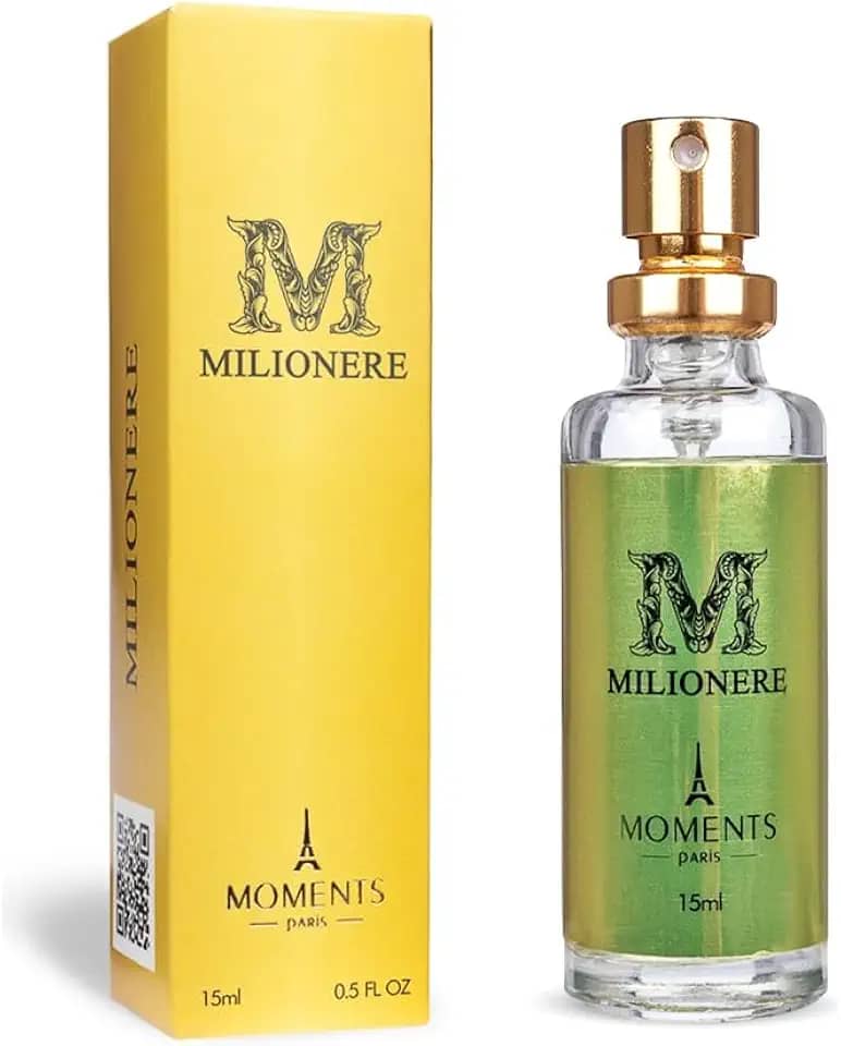 Perfume de Bolso Masculino MILIONERE 15ml Moments Paris Fragrância Amadeirado Especiado Oriental Noite Parfum Longa Duração Alta Fixação EDP Projeção Spray Presente Mini Frasco Homem Sofisticado Sedutor