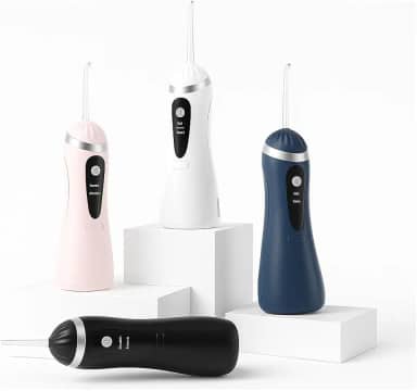 Irrigador Oral Portátil, Limpeza Profunda Dental, Jato D'água Ultrassônico 360° (Preto)