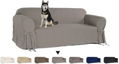 Capa para Sofá de 3 lugares até 2,10m em Gorgurão Sala Lisa Confortável Resistente Pets Cachorro Gato Lar Cor:Cinza
