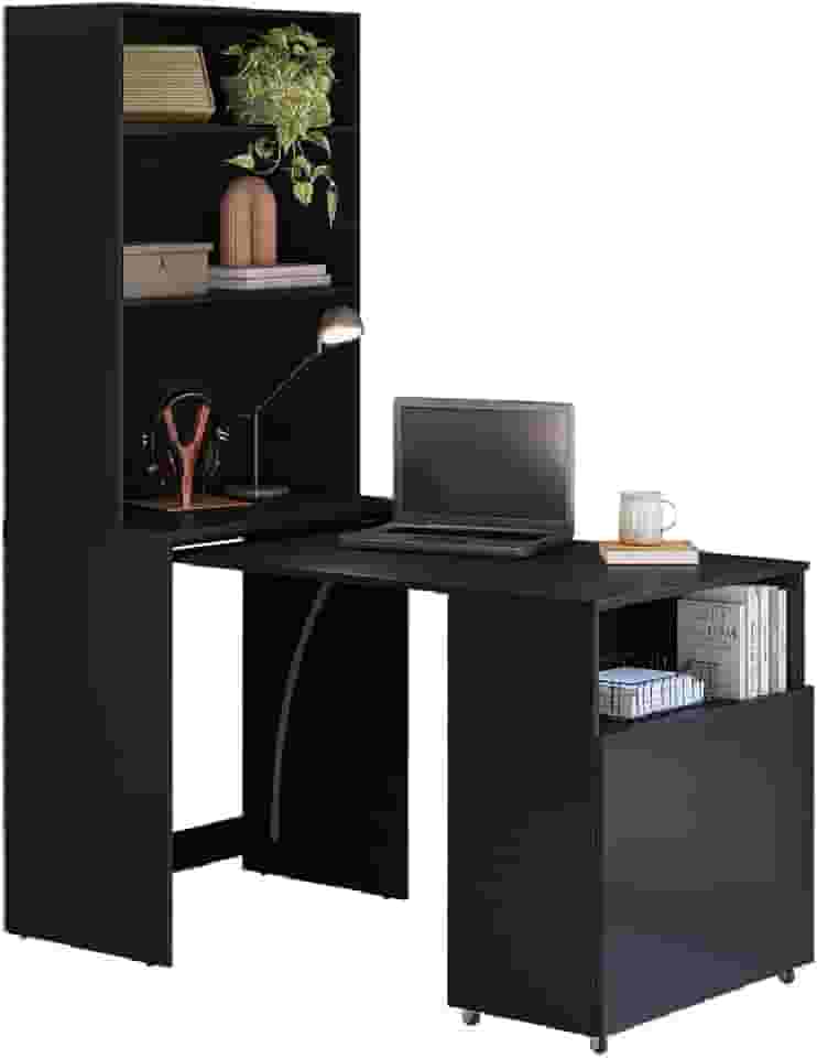 Armário Multifuncional com Escrivaninha Retrátil para Escritório Duo Preto Kit ́s Paraná