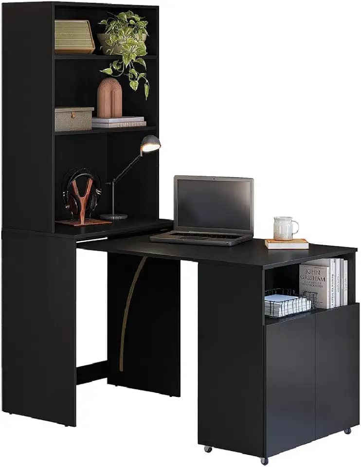Armário Multifuncional com Escrivaninha Retrátil para Escritório Duo Preto Kit ́s Paraná
