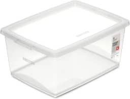 Ordene - Caixa Organizadora Plástica de 15 Litros com Tampa, Cor Cristal, Linha My Closet